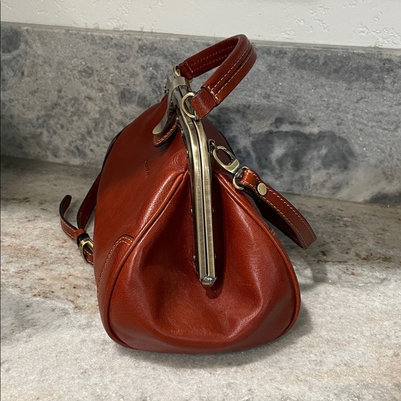 Gianni Conti Chestnut Leather Satchel with Gold Hardware - Picture 3 of 6